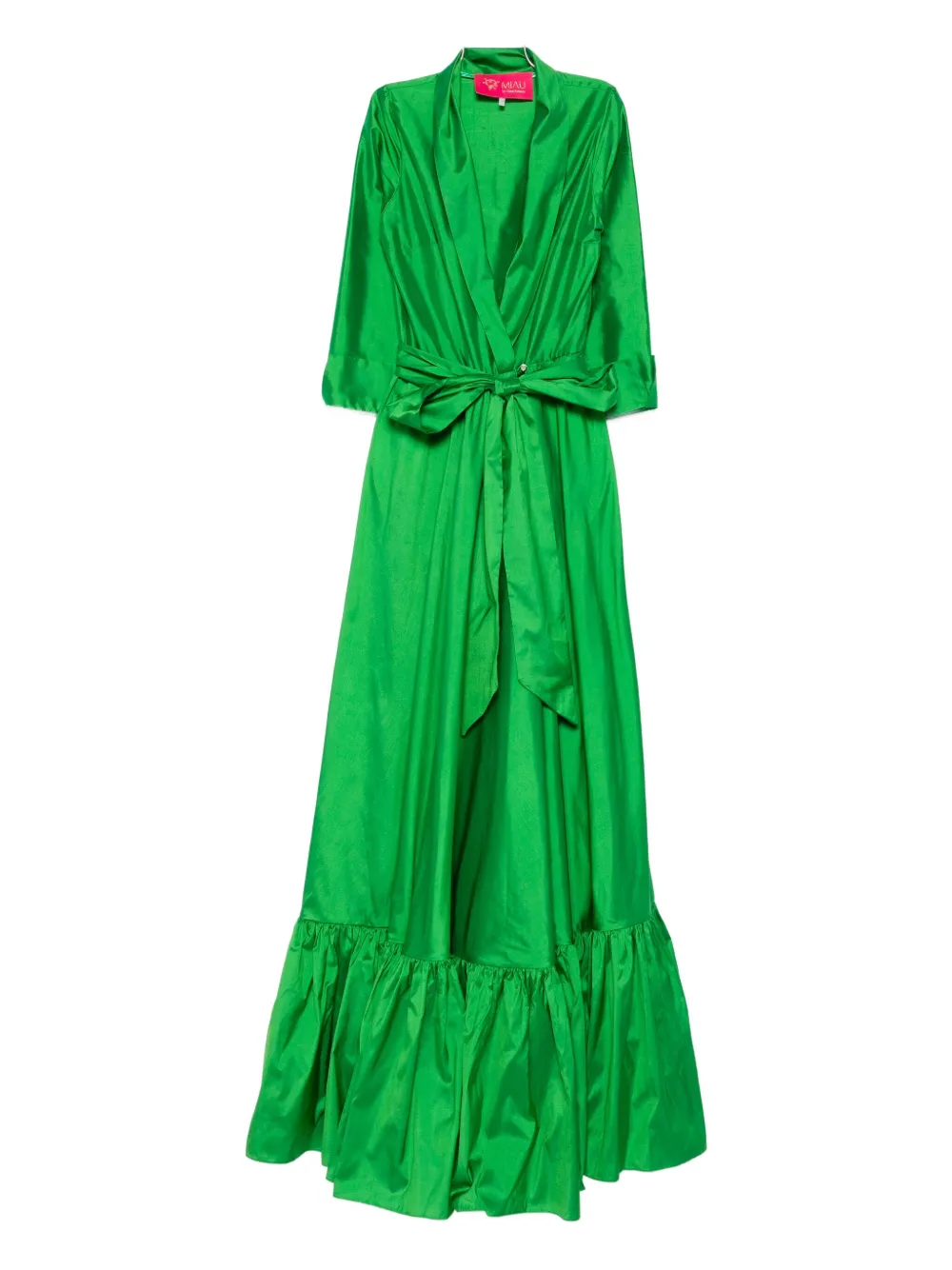 Miau By Clara Rotescu Ruffle-hem Maxi Dress In Green