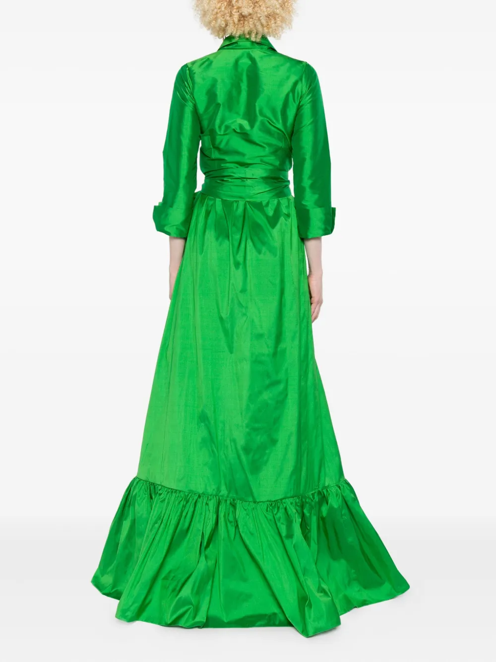 Miau By Clara Rotescu Ruffle-hem Maxi Dress In Green