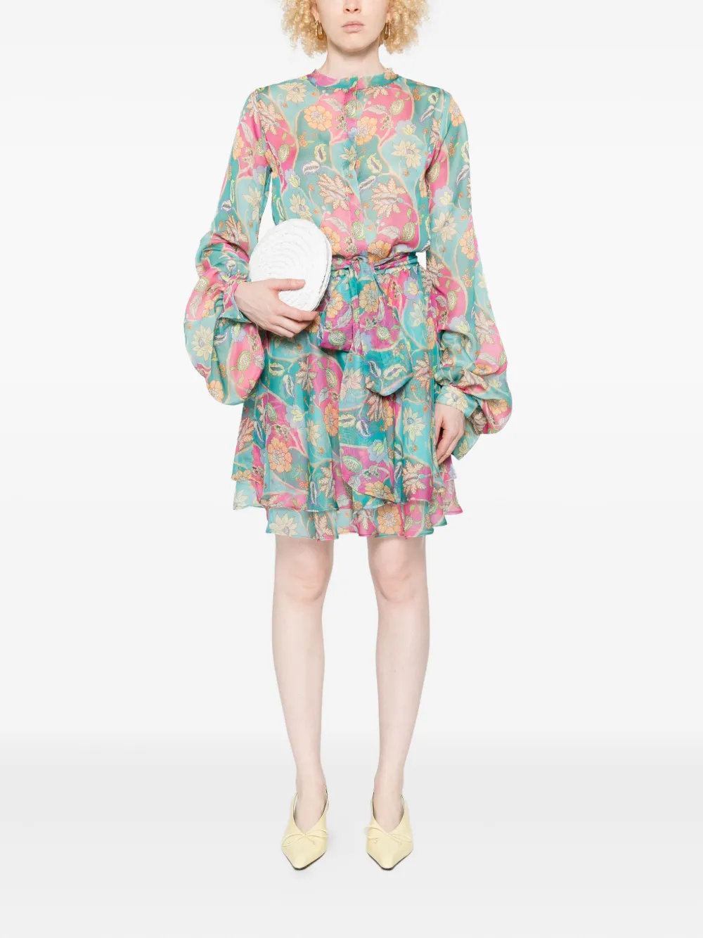 MIAU by Clara Rotescu Mini-jurk met bloemenprint - Blauw