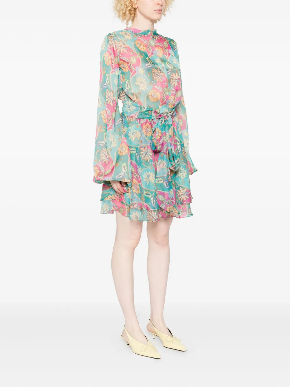 Miau By Clara Rotescu Floral-print Mini Dress In Blue