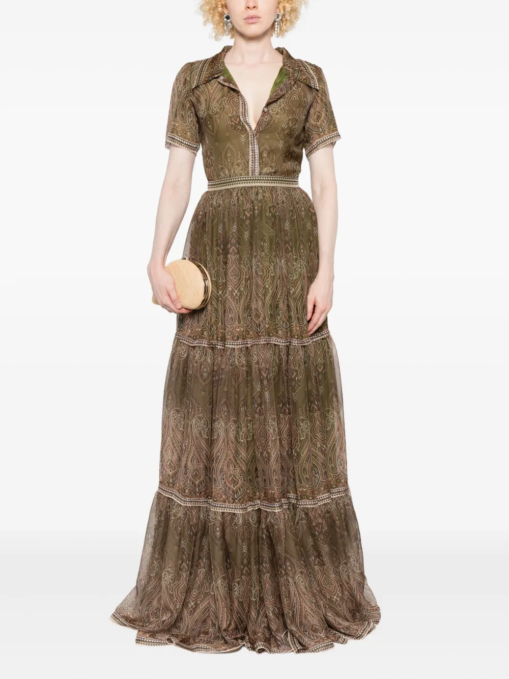 MIAU by Clara Rotescu Maxi-jurk met paisley-print - Groen
