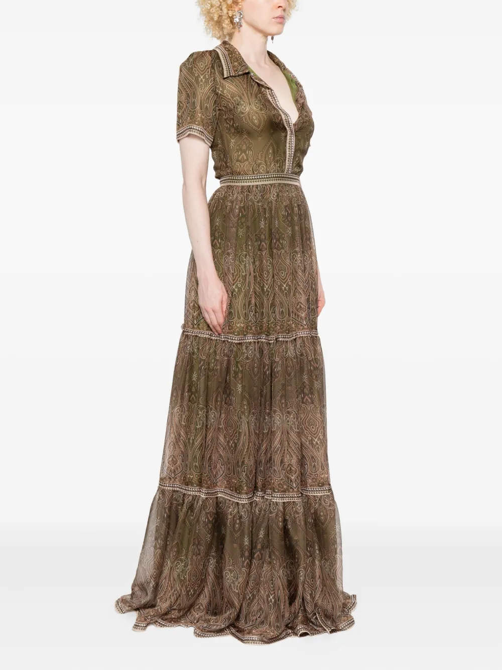 Miau By Clara Rotescu Paisley-print Maxi Dress In Brown