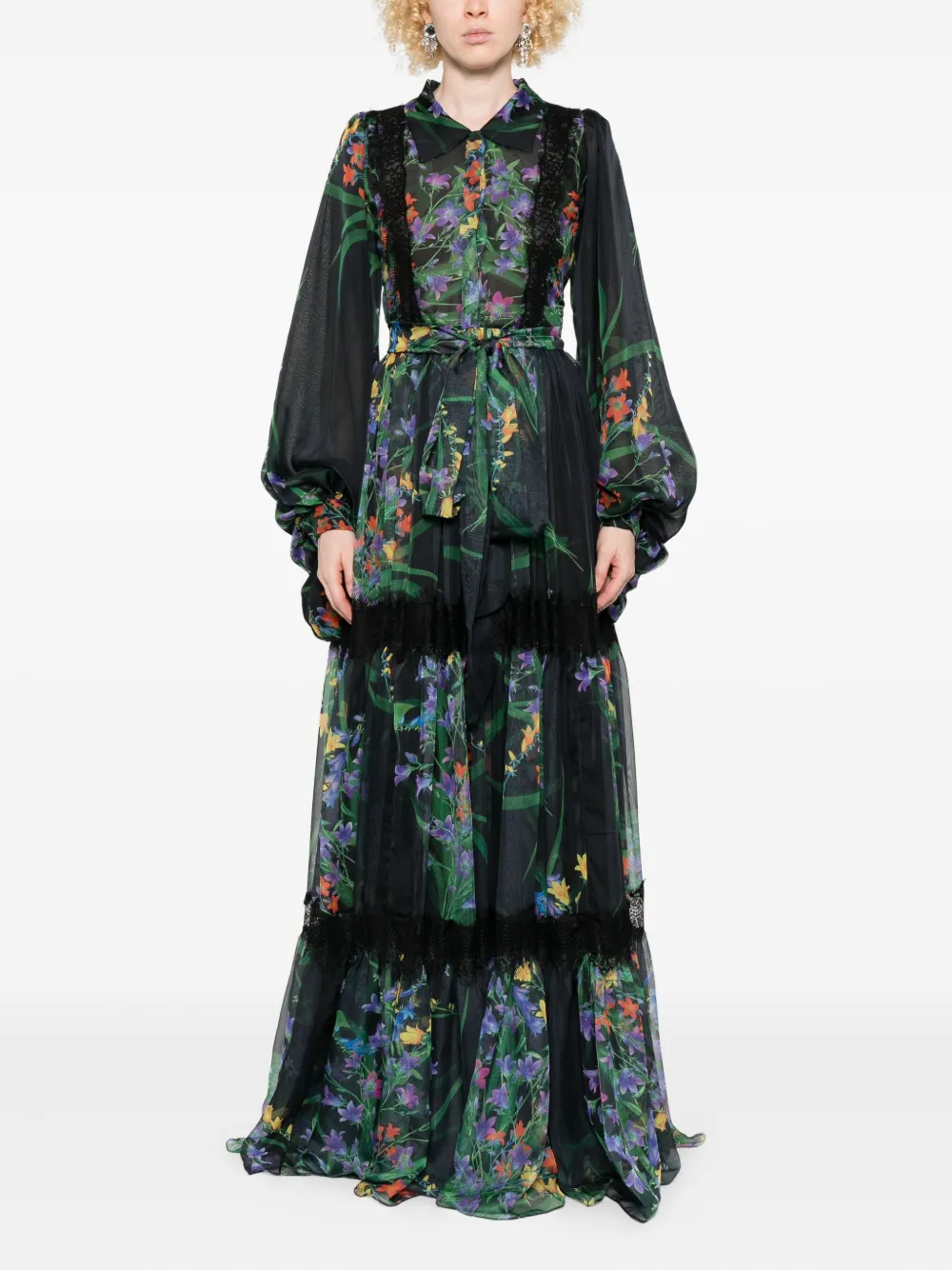 MIAU by Clara Rotescu Maxi-jurk met bloemenprint - Zwart