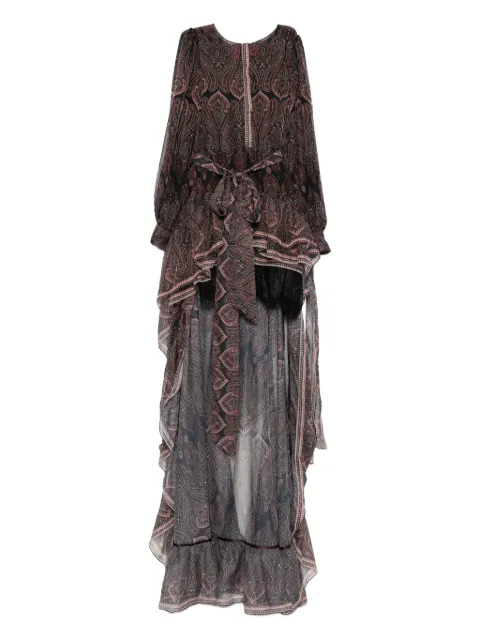 MIAU by Clara Rotescu paisley-print ruffle-hem asymmetric dress