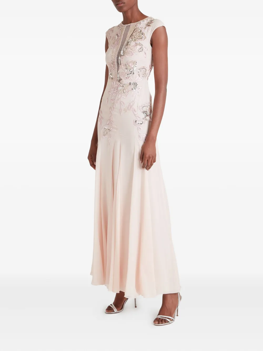 Temperley London Lilly zijden avondjurk verfraaid met bloemen Roze