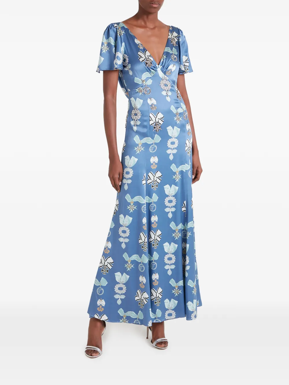 Temperley London Reina jurk met strikprint - Blauw