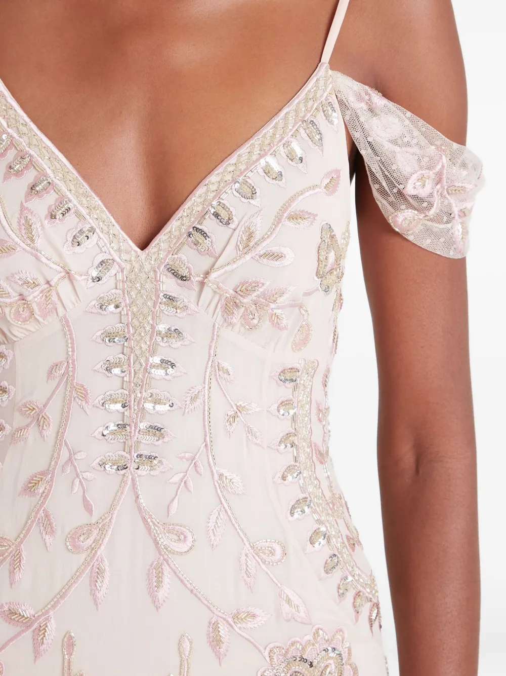 Temperley London Lilly Embellished Off-shoulder Gown In Neutral