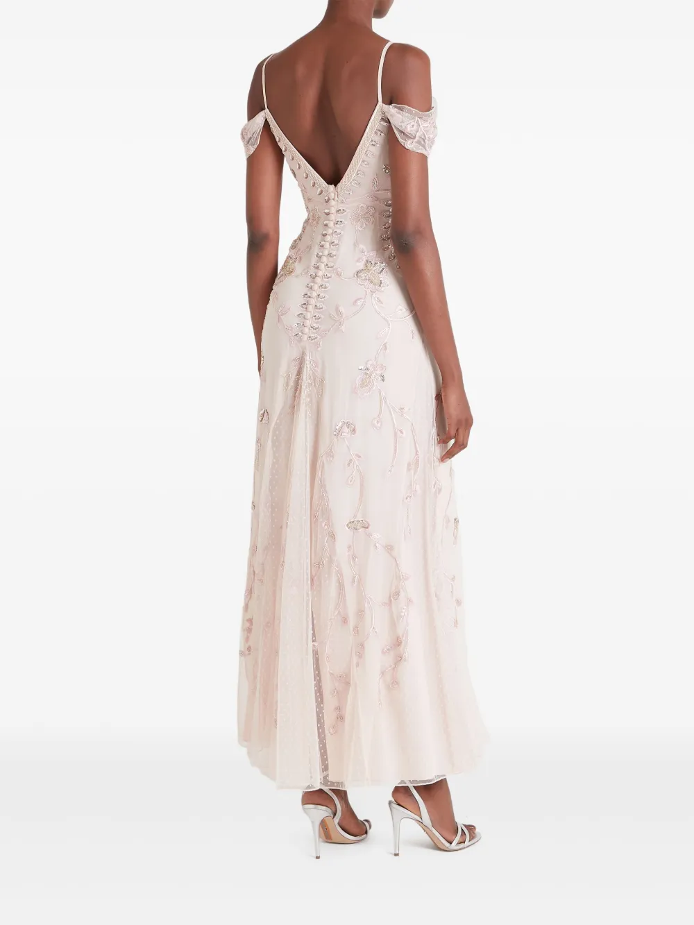Temperley London Lilly Embellished Off-shoulder Gown In Neutral