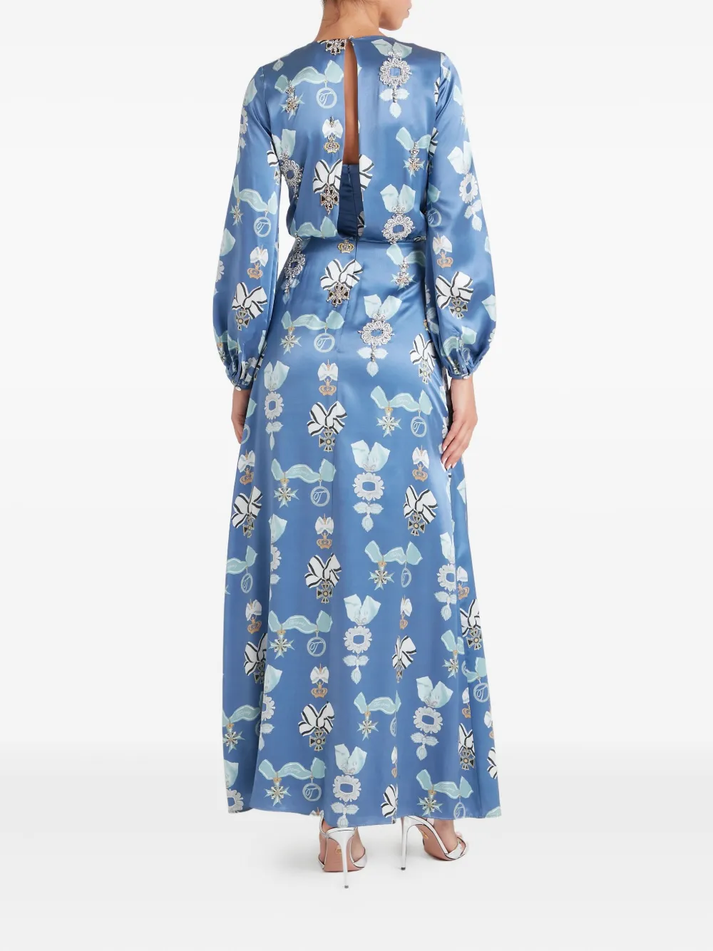 Temperley London Reina Jewel-print Dress In Blue