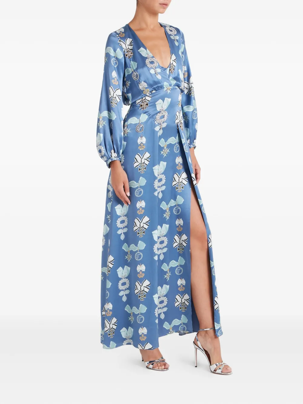 Temperley London Reina Jewel-print Dress In Blue