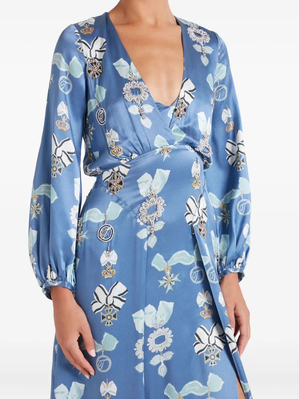 Temperley London Reina Jewel-print Dress In Blue