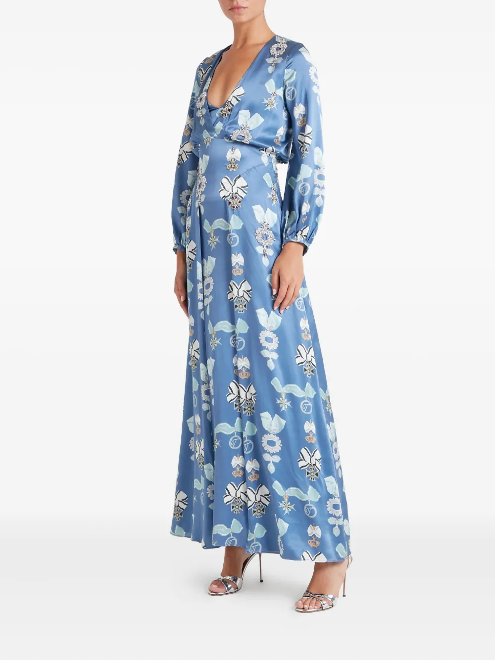 Temperley London Reina jurk met print - Blauw