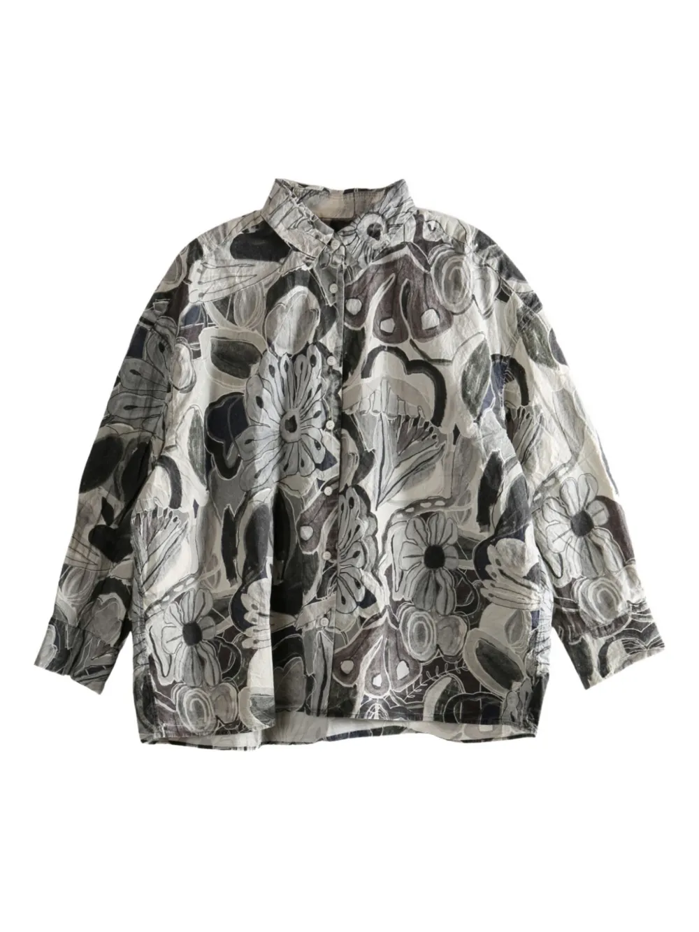 Casey Casey Manon floral-print cotton shirt | Grey | Image 1