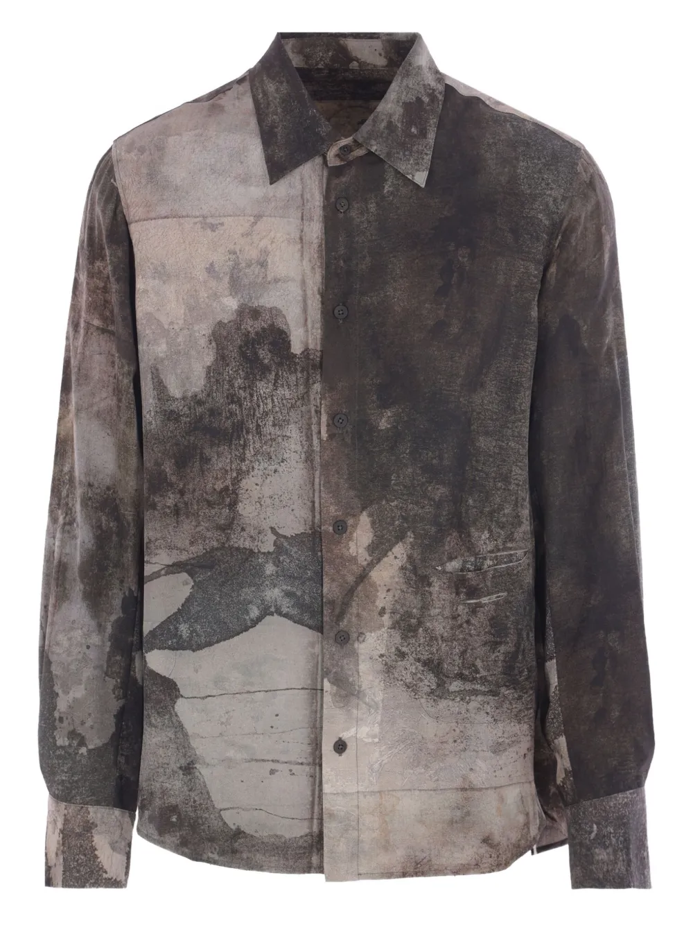 Ziggy Chen buttoned silk shirt | Grey | Image 1