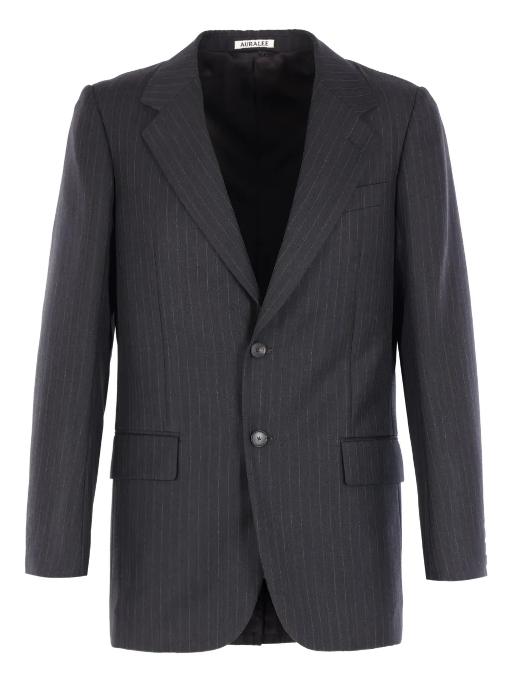 Auralee Striped Two-button Jacket In Black