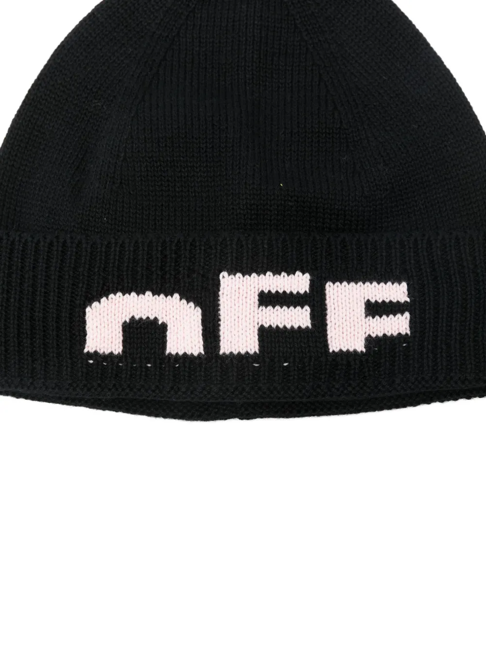 Off-white Knitted Beanie Hat In Black