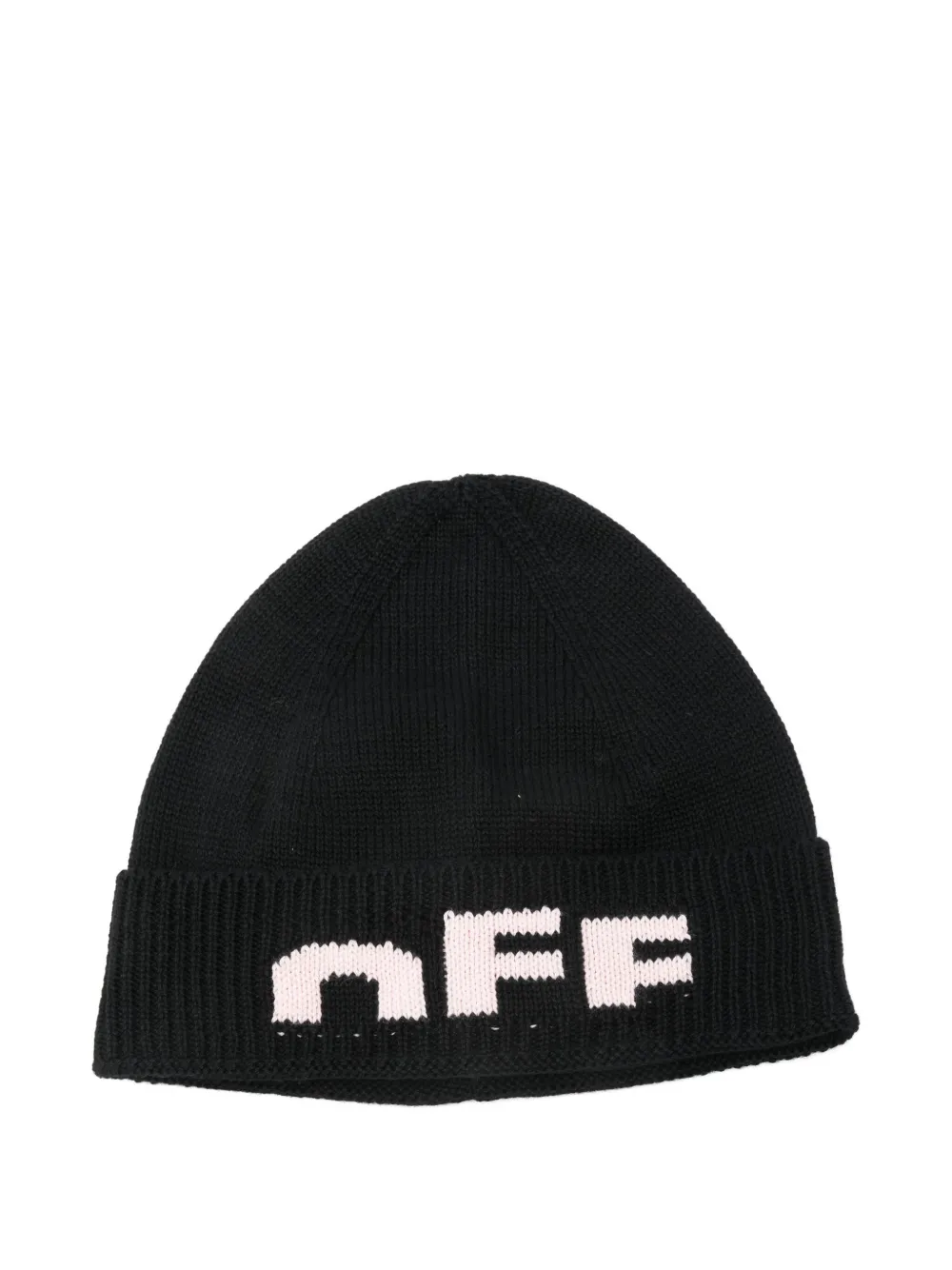 Off-white Knitted Beanie Hat In Black