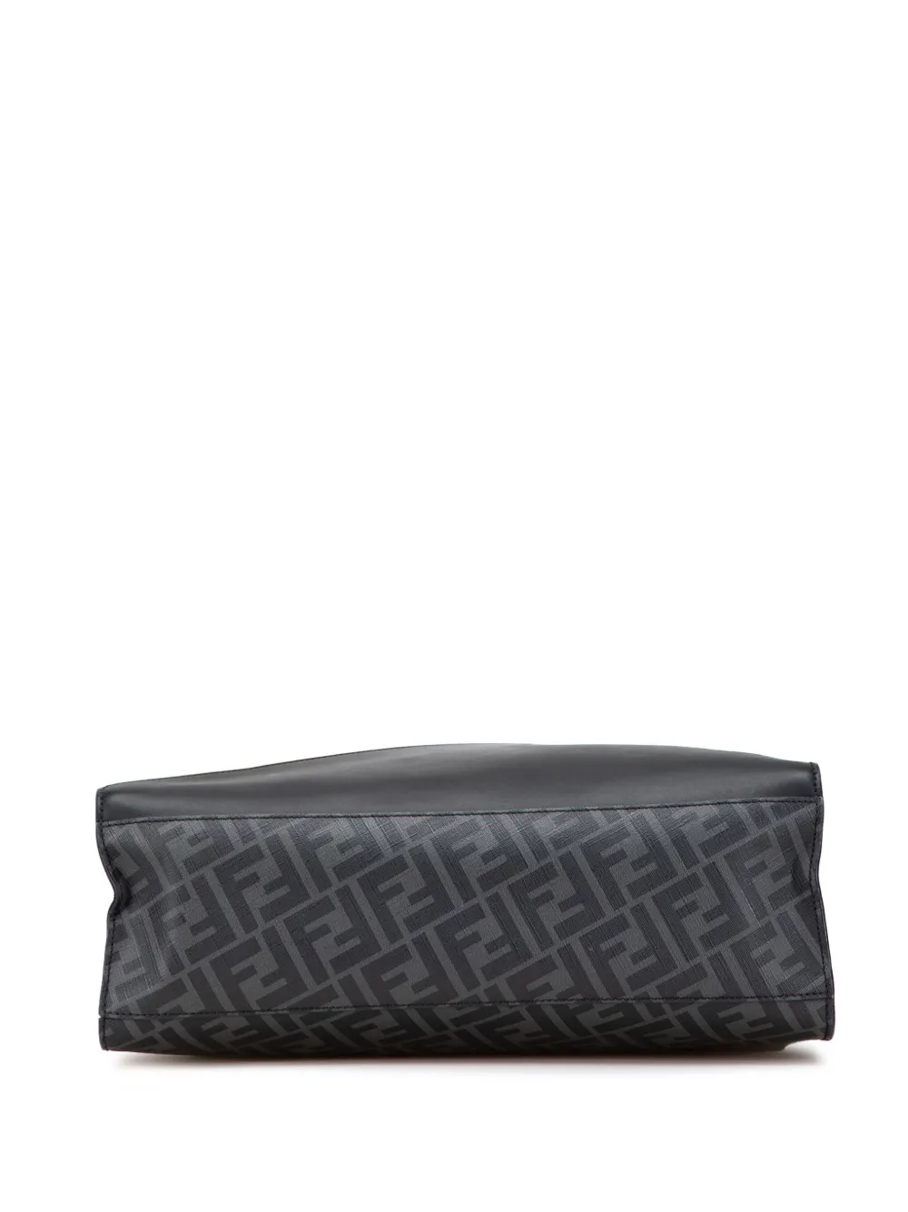 Pre-owned Fendi 2010-2025 Zucca Coated Canvas Diagonal Shopping Tote Satchel In Black