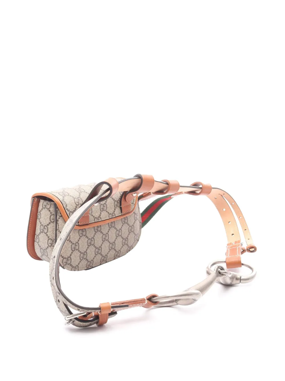 Pre-owned Gucci 2016-2025 Mini Gg Supreme Web Bamboo 1947 Belt Bag In Brown