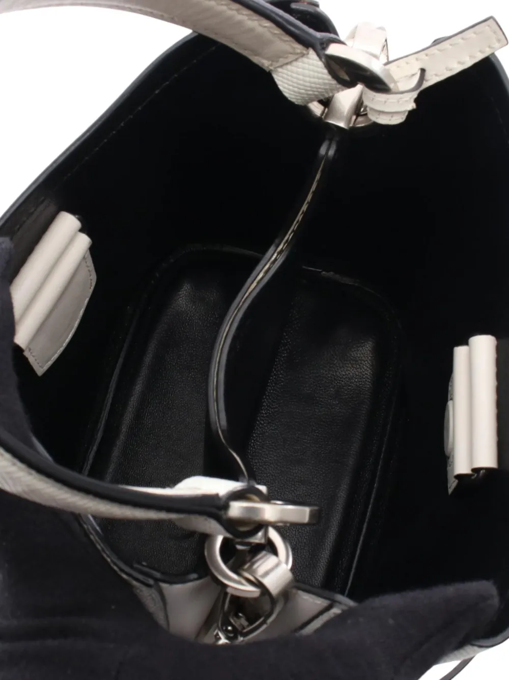Pre-owned Prada 2000-2025 Small Saffiano Cuir Smalto Panier Satchel In White