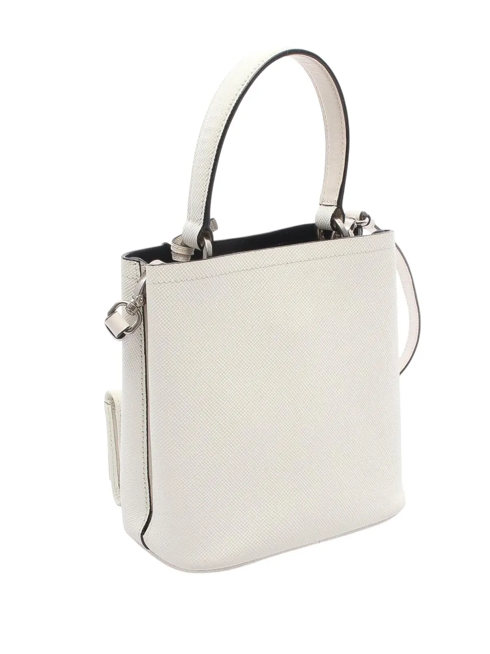 Pre-owned Prada 2000-2025 Small Saffiano Cuir Smalto Panier Satchel In White