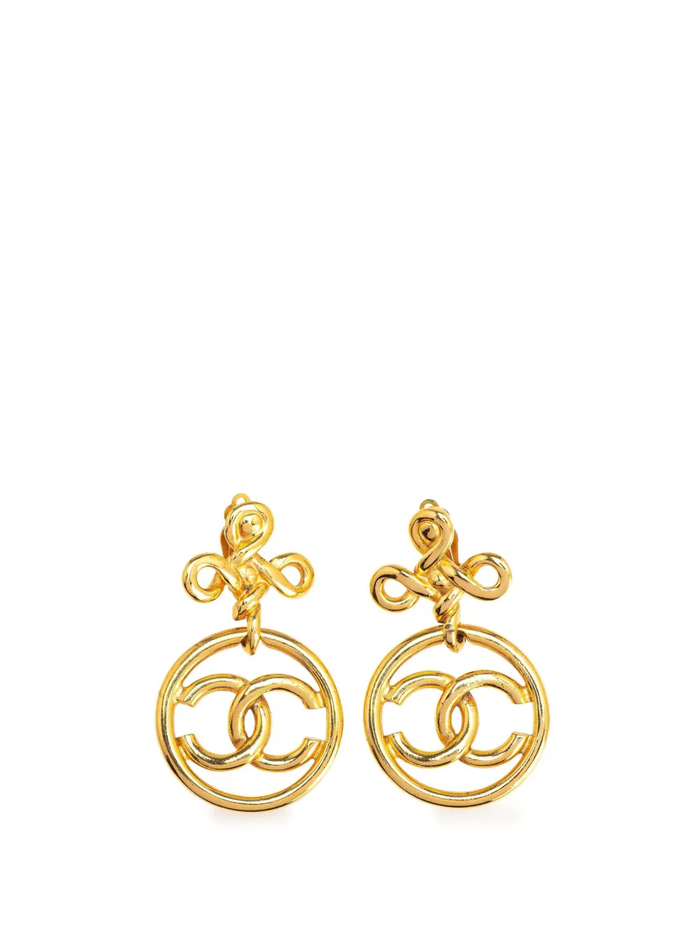 CHANEL Pre-Owned 20th Century Gold Plated CC Drop Clip-On Earrings costume earrings | Gold | Image 1