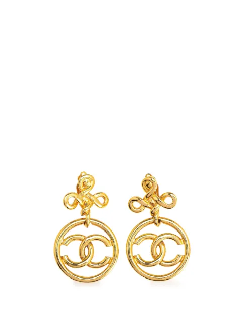 CHANEL Pre-Owned 20th Century Gold Plated CC Drop Clip-On Earrings costume earrings