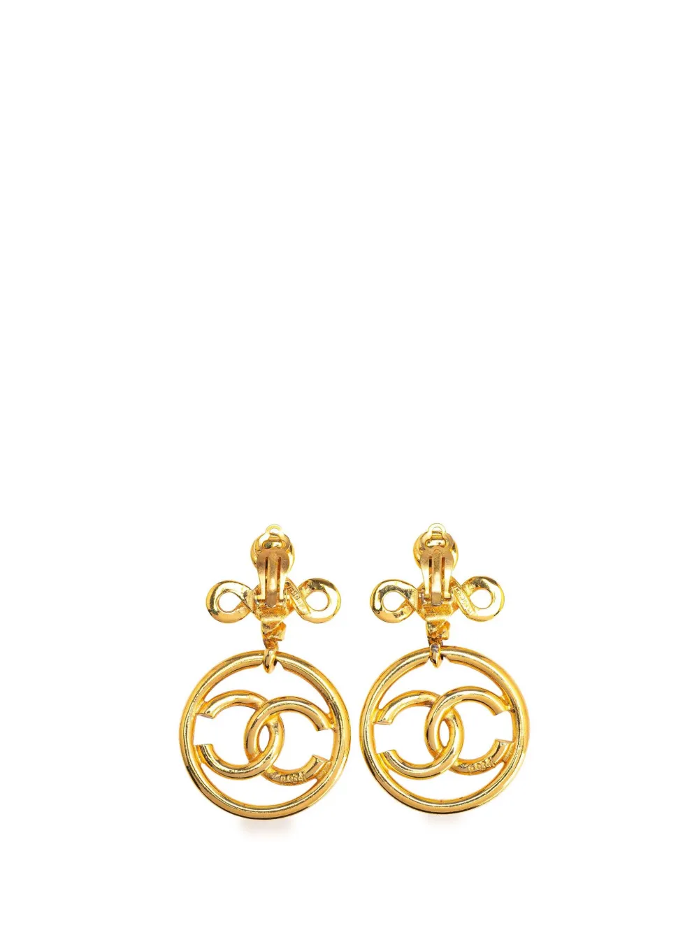 CHANEL Pre-Owned 20th Century Gold Plated CC Drop Clip-On Earrings costume earrings | Image 2