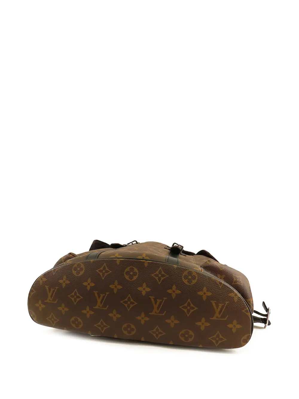 Pre-owned Louis Vuitton 2021-2025 Monogram Macassar Christopher Mm Backpack In Black