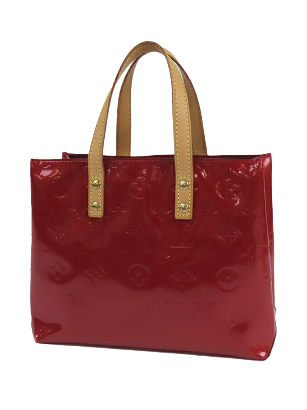 Pre-owned Louis Vuitton 2008 Monogram Vernis Reade Pm Handbag In Red