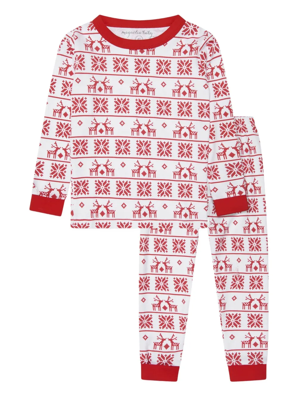 MAGNOLIA BABY reindeers fair-isle trousers set | White | Image 1