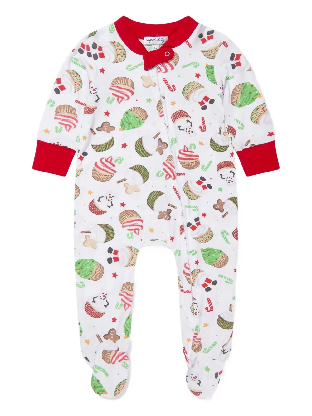 MAGNOLIA BABY cupcakes-print footed pajamas | White | Image 1