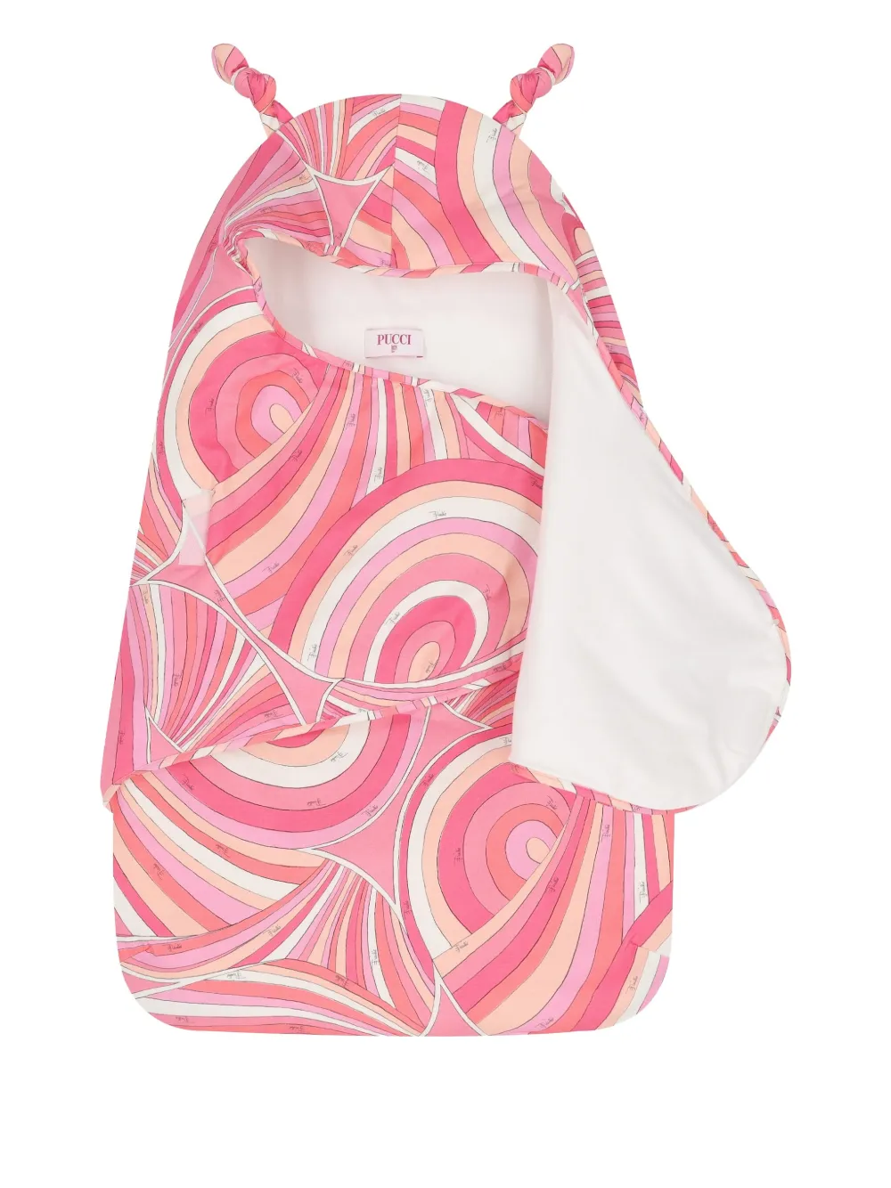 Pucci Junior Swirl-pattern Hooded Sleeping Bag In Pink