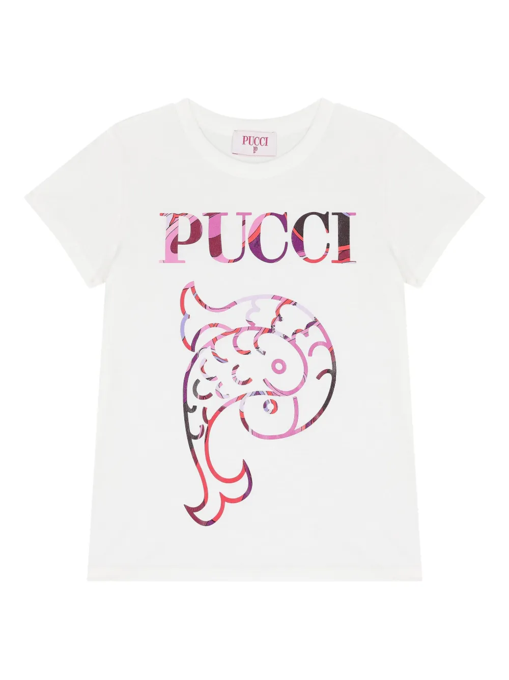 Pucci Junior Logo Fishes T-shirt In White