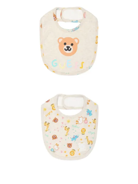 guess kids bear-print animals bibs (pack of two)