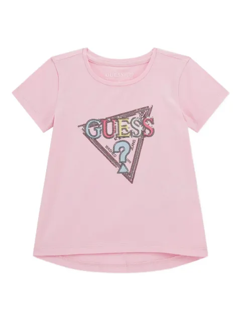 guess kids triangle-logo sequined T-shirt