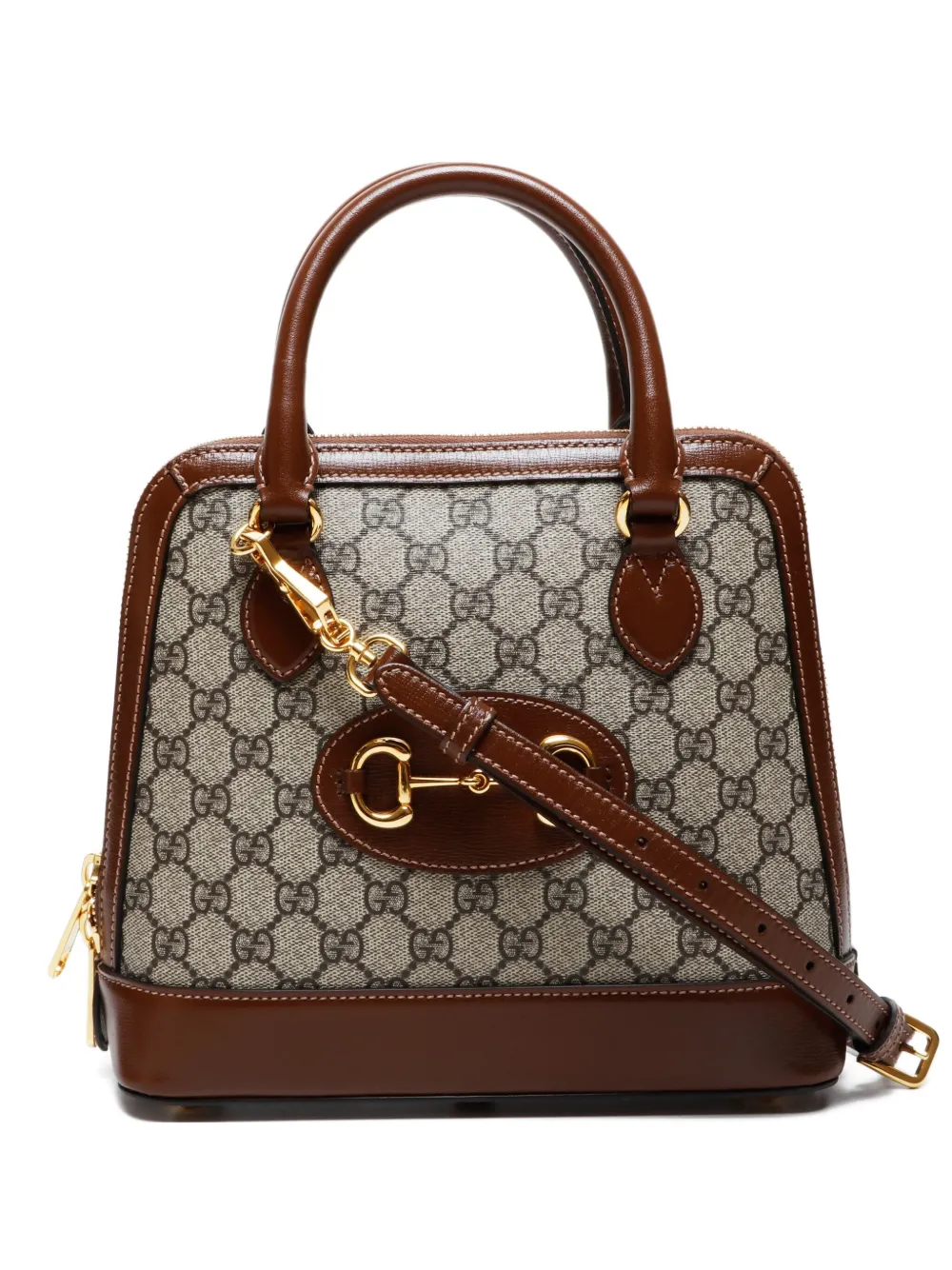 Gucci Pre-Owned 2016-2025 ホースビット GGスプリーム ハンドバッグ - ブラウン Gucci Pre-Owned 2016-2025 ホースビット GGスプリーム ハンドバッグ - ブラウン
