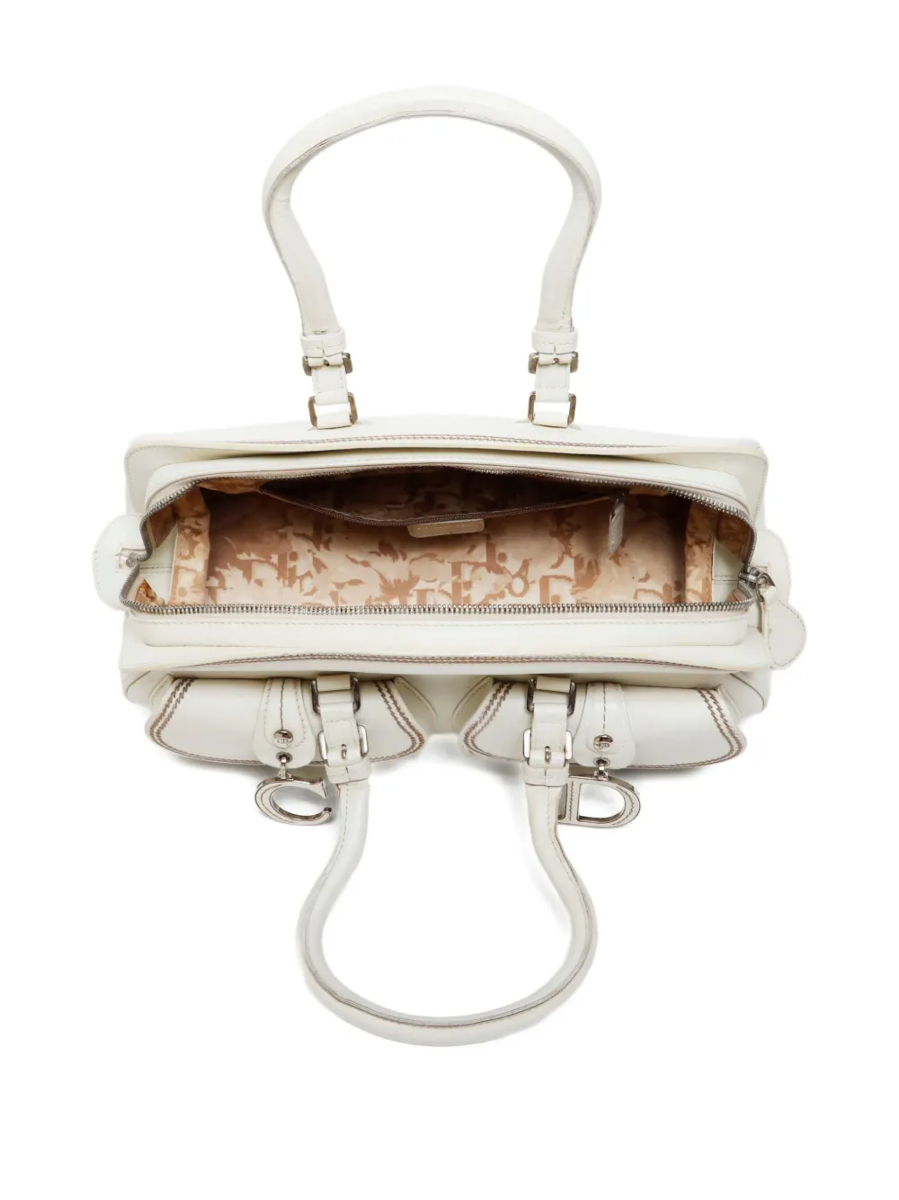 Pre-owned Dior Mini 2000-2015 Boston Top-handle Handbag In White