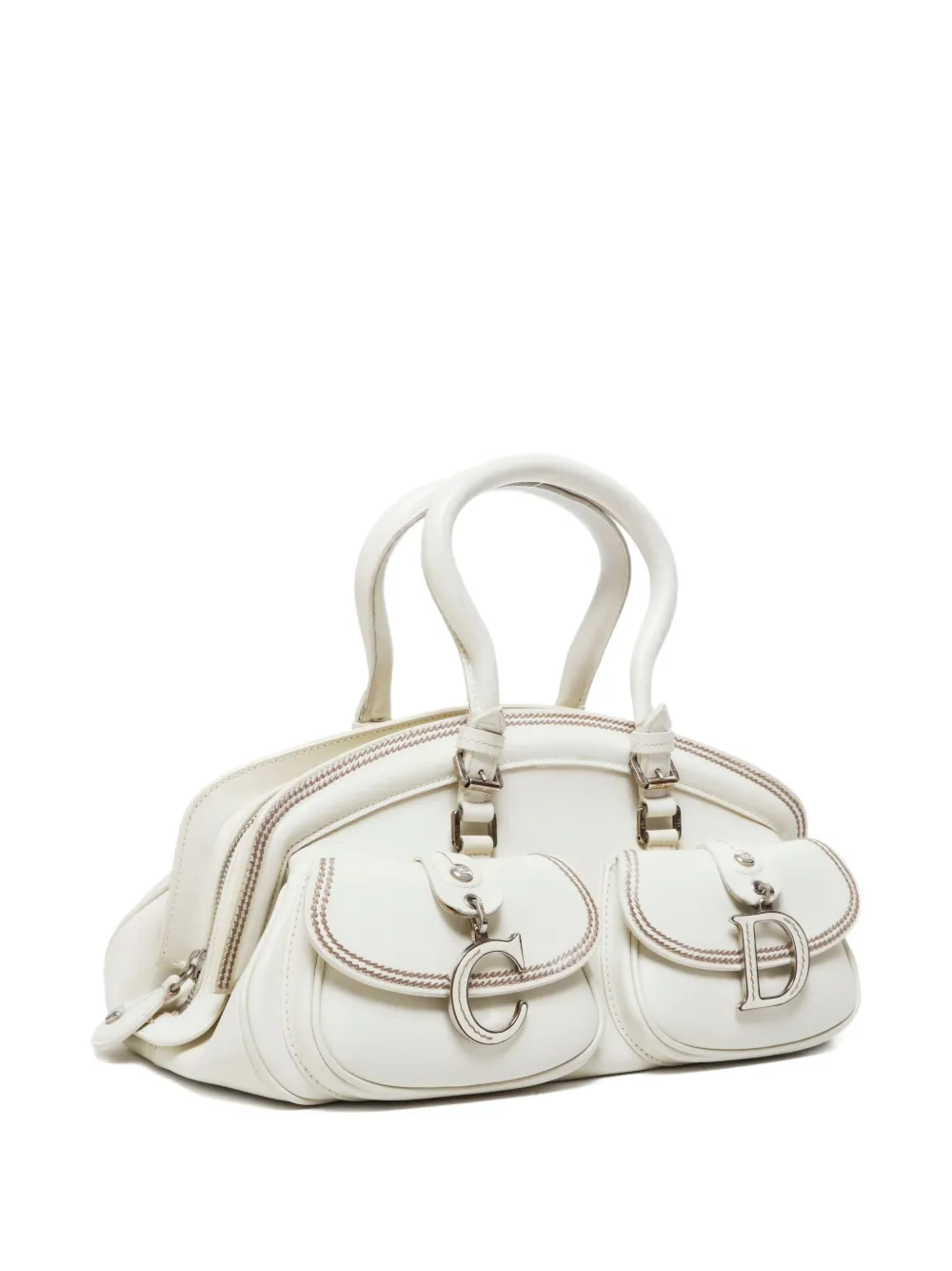 Pre-owned Dior Mini 2000-2015 Boston Top-handle Handbag In White
