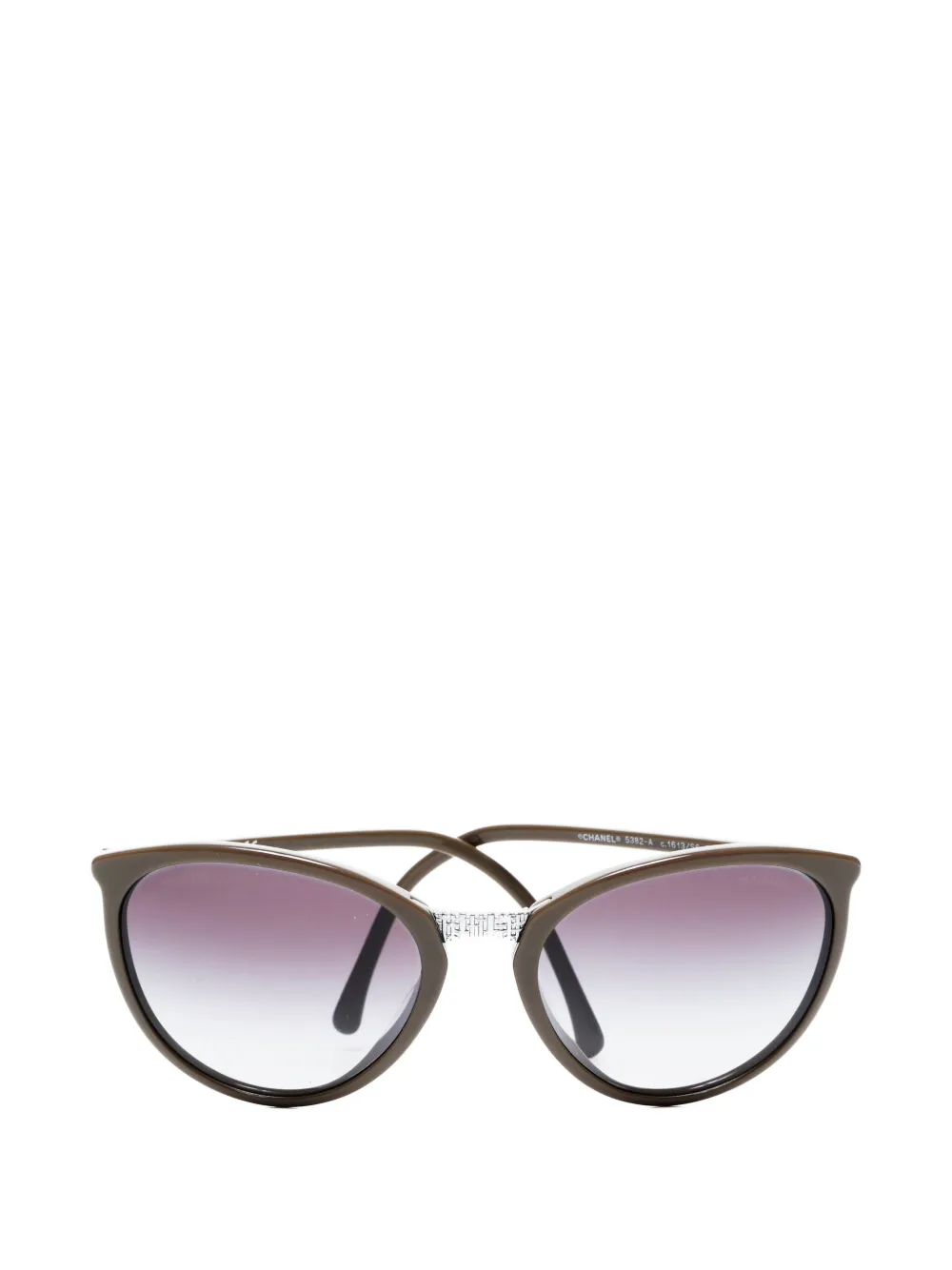 Pre-owned Chanel 2000s Cc Mark Cat-eye Sunglasses In Brown