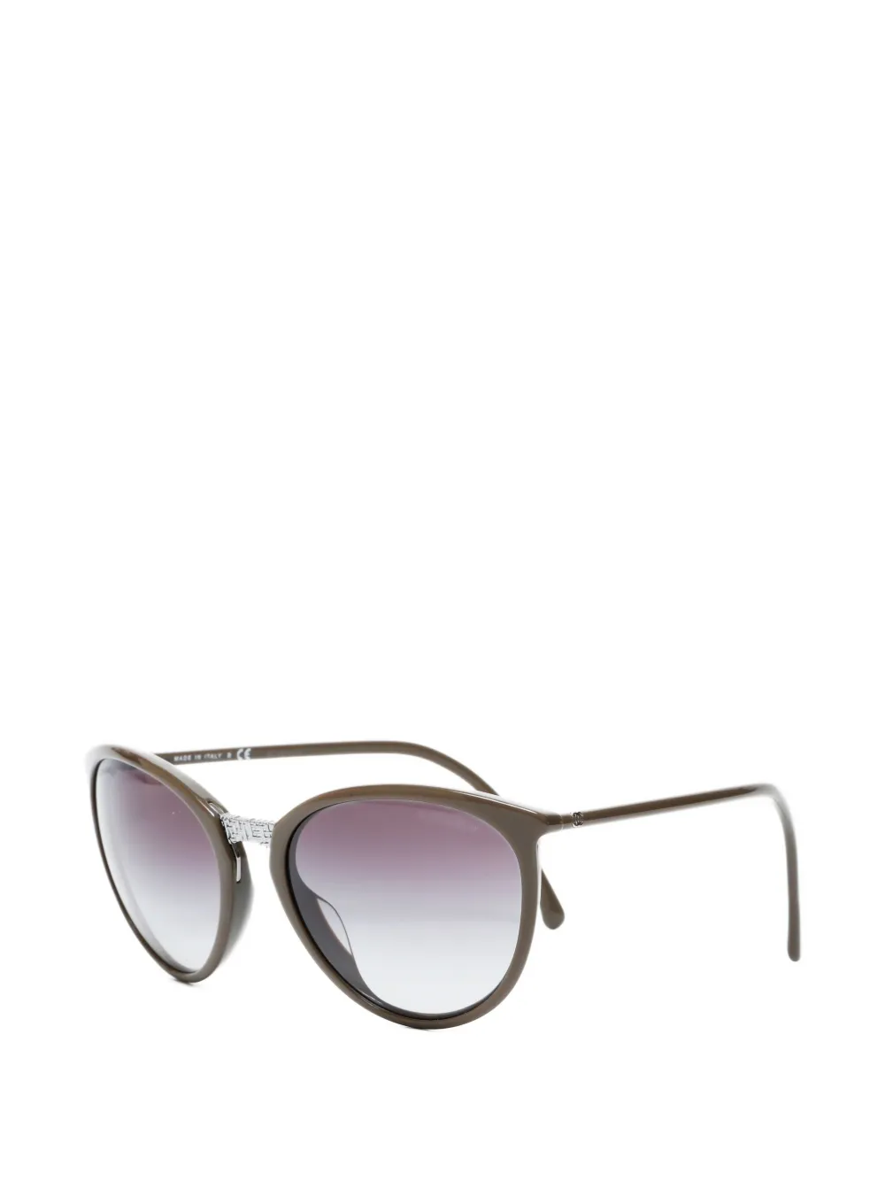 Pre-owned Chanel 2000s Cc Mark Cat-eye Sunglasses In Brown