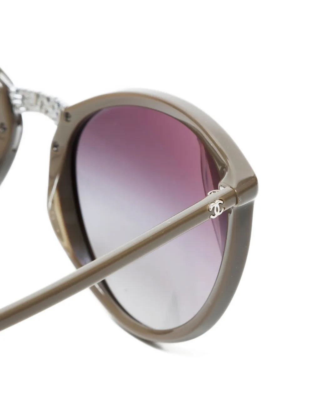 Pre-owned Chanel 2000s Cc Mark Cat-eye Sunglasses In Brown