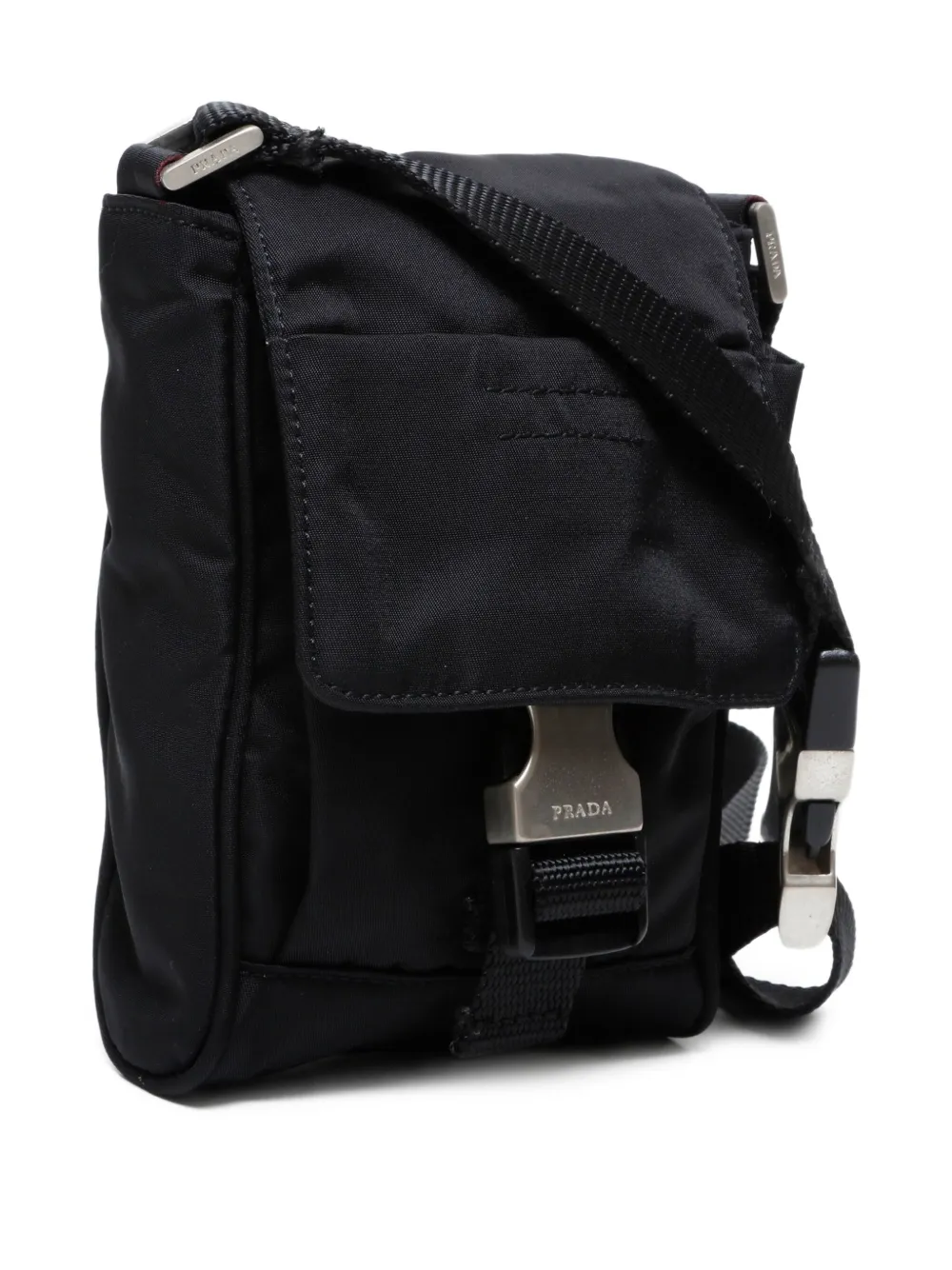 Pre-owned Prada 1990-2010s Buckle-closure Messenger Bag In Black
