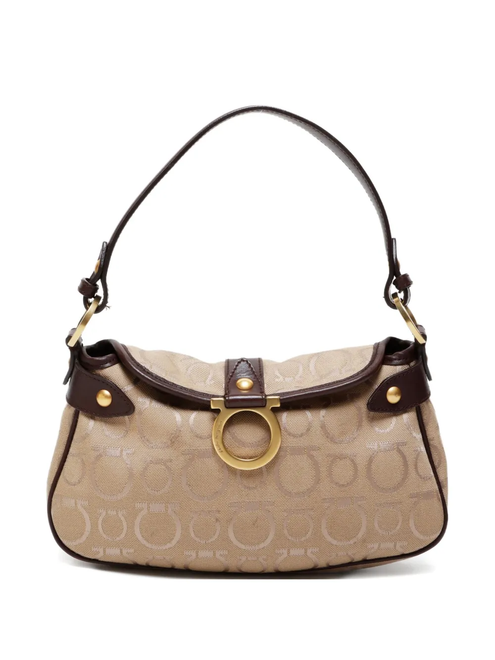 Ferragamo Pre-Owned 1990-2000s Gancini-pattern shoulder bag | Neutrals | Image 1