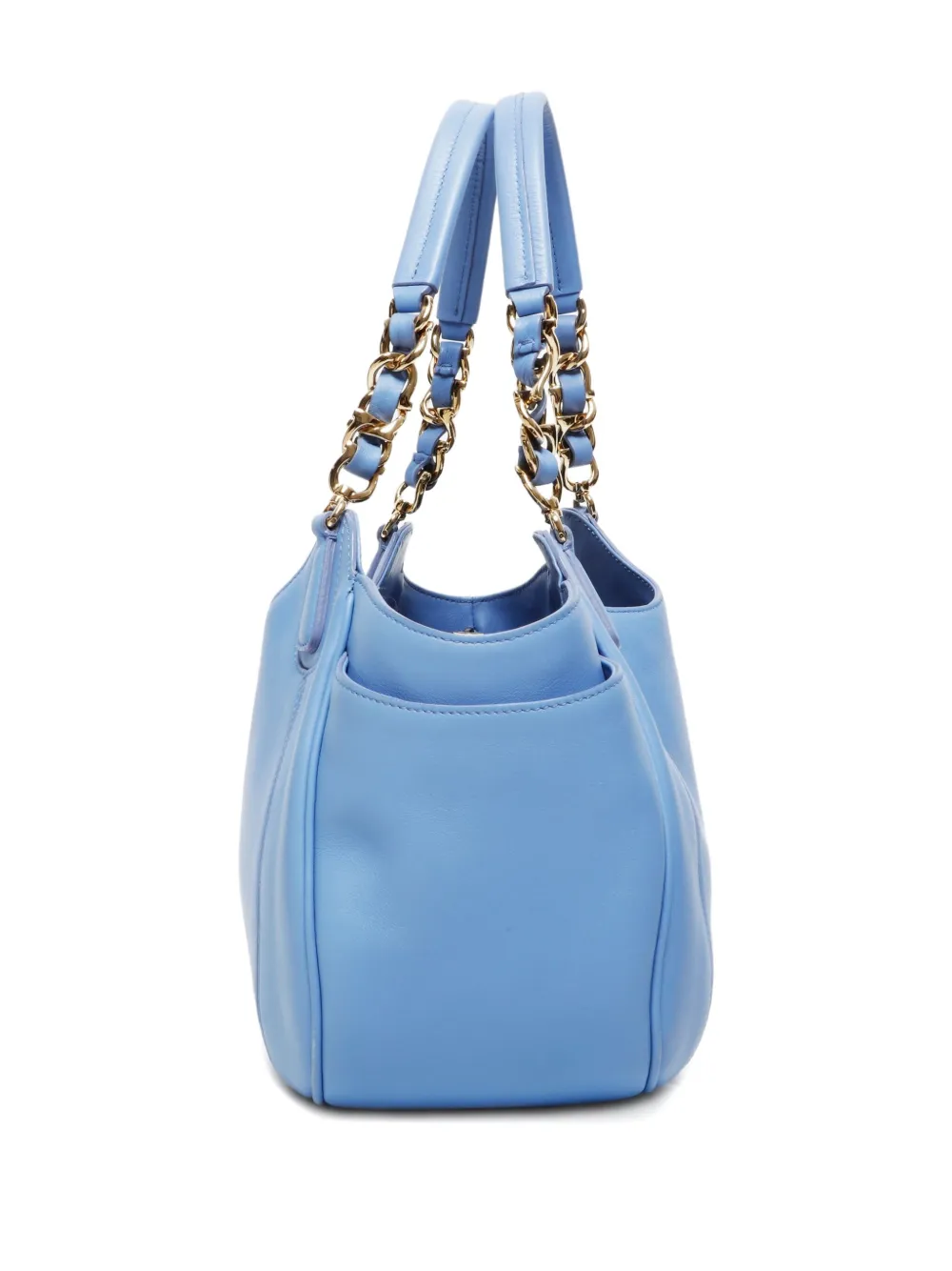 Pre-owned Ferragamo 2000-2020 Melinda Chain-handle Leather Handbag In Blue