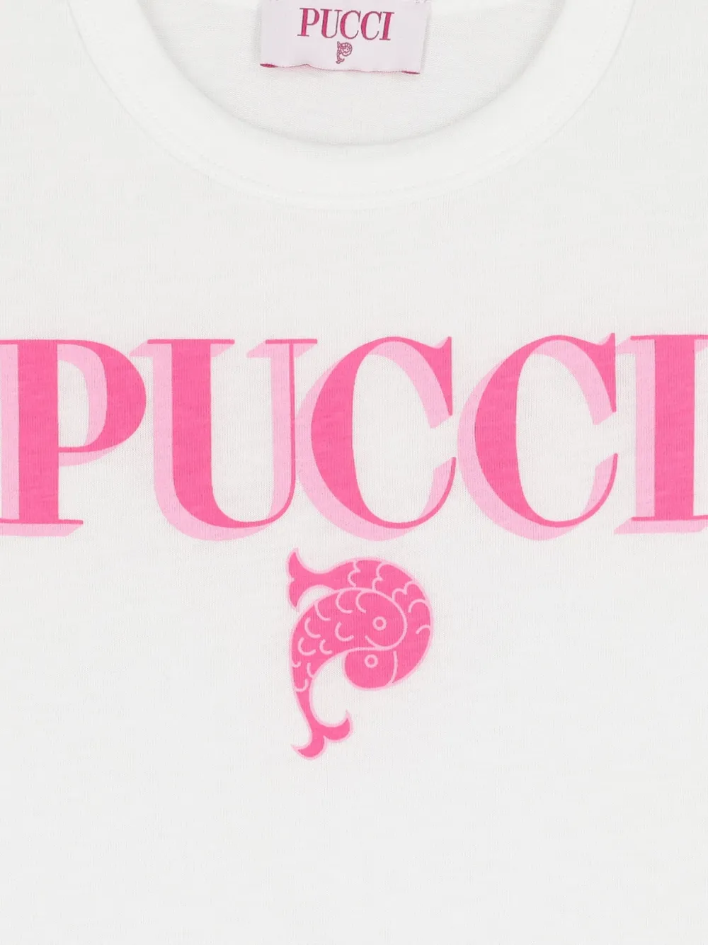 Pucci Junior Logo Fishes T-shirt In White