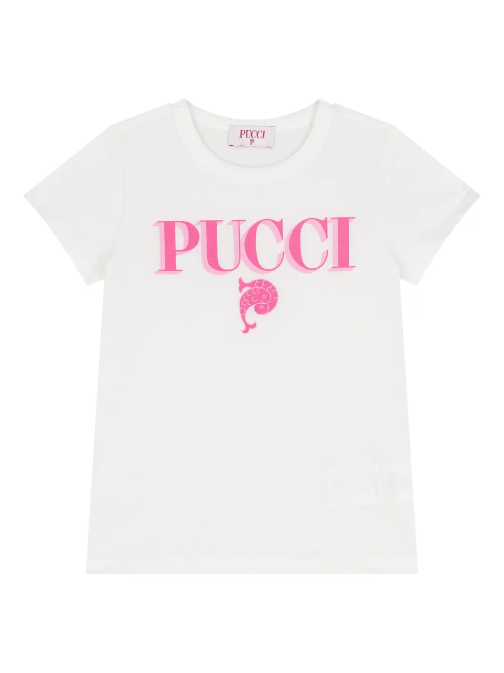 Pucci Junior Logo Fishes T-shirt In White
