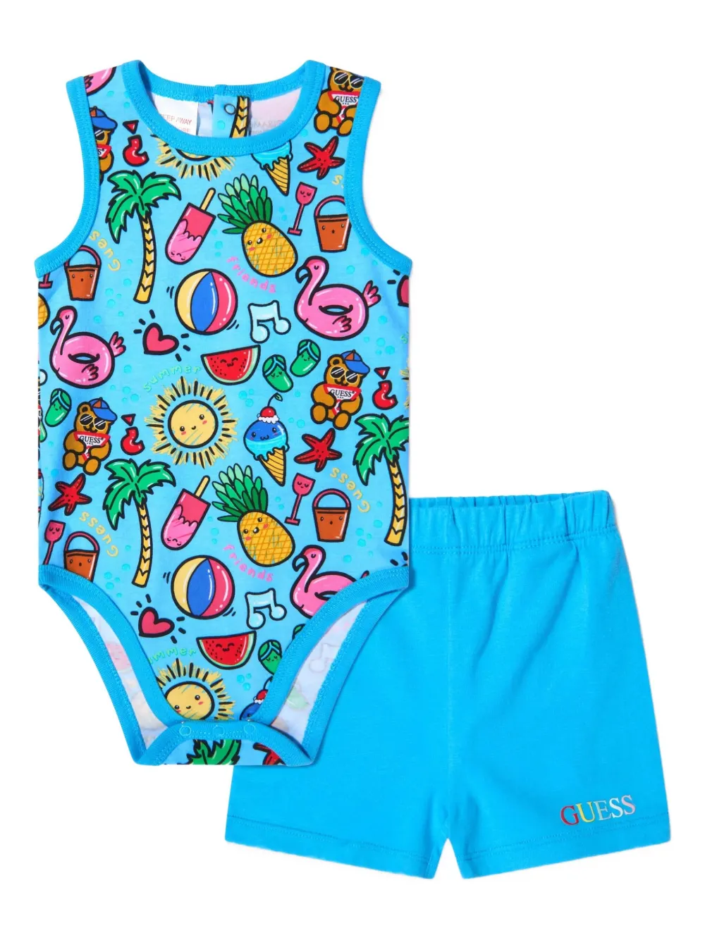 guess kids summer-print swimsuit set | Blue | Image 1