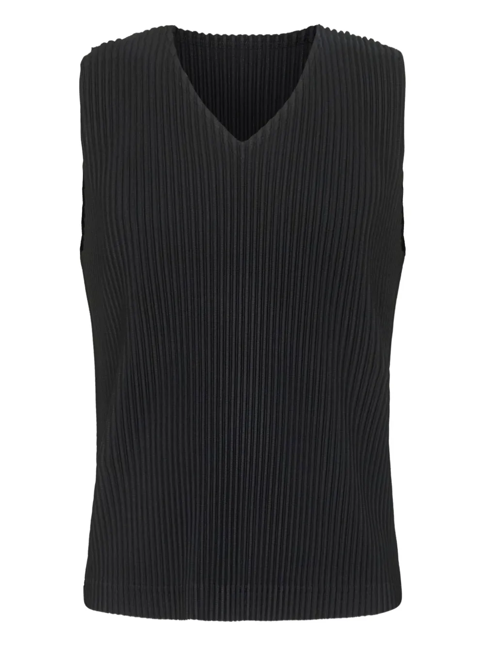 Homme Plissé Issey Miyake pleated V-neck sleeveless tank top | Black | Image 1