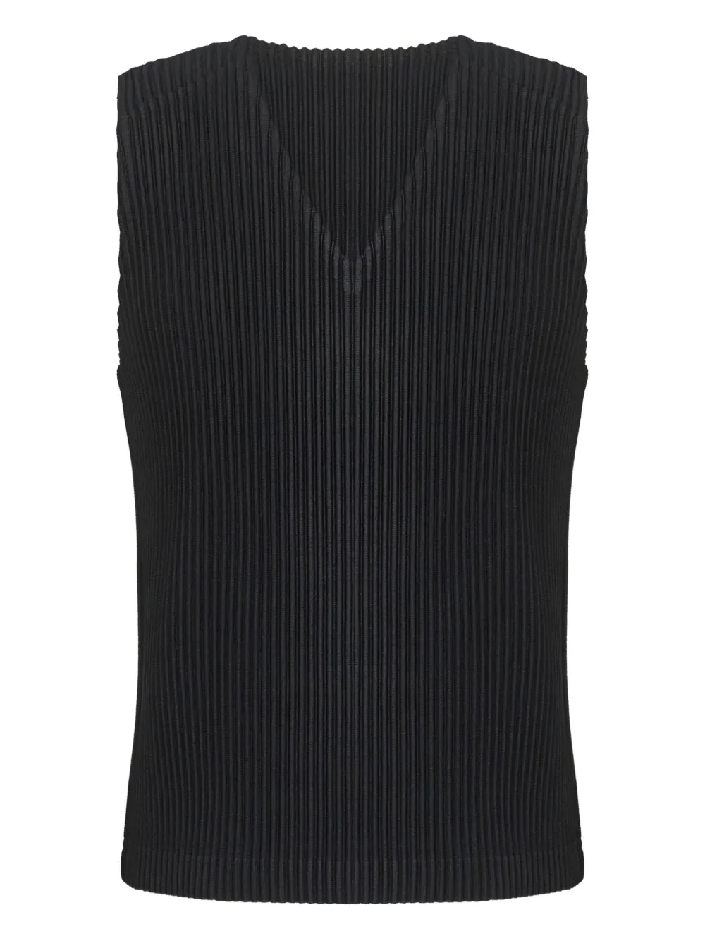 Homme Plissé Issey Miyake Geplooide mouwloze tanktop met V-hals - Zwart
